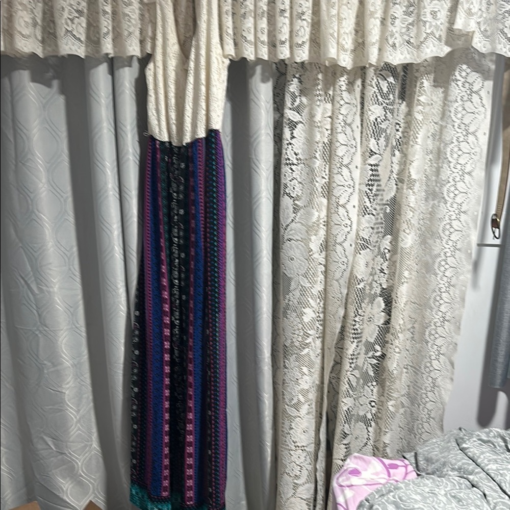 Lily Rose Cream and Multicolor Maxi Dress